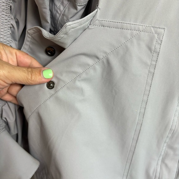 Fabletics Giana Weather Resistant Removable Hoodie Jacket Raincoat Women’s Gray - Picture 6 of 11